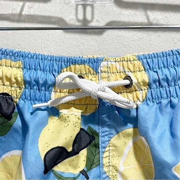 TRUNKS SURF & SWIM Men’s Blue Novelty Lemon Print Mesh Lined Swim Trunks Size XL - Picture 5 of 6